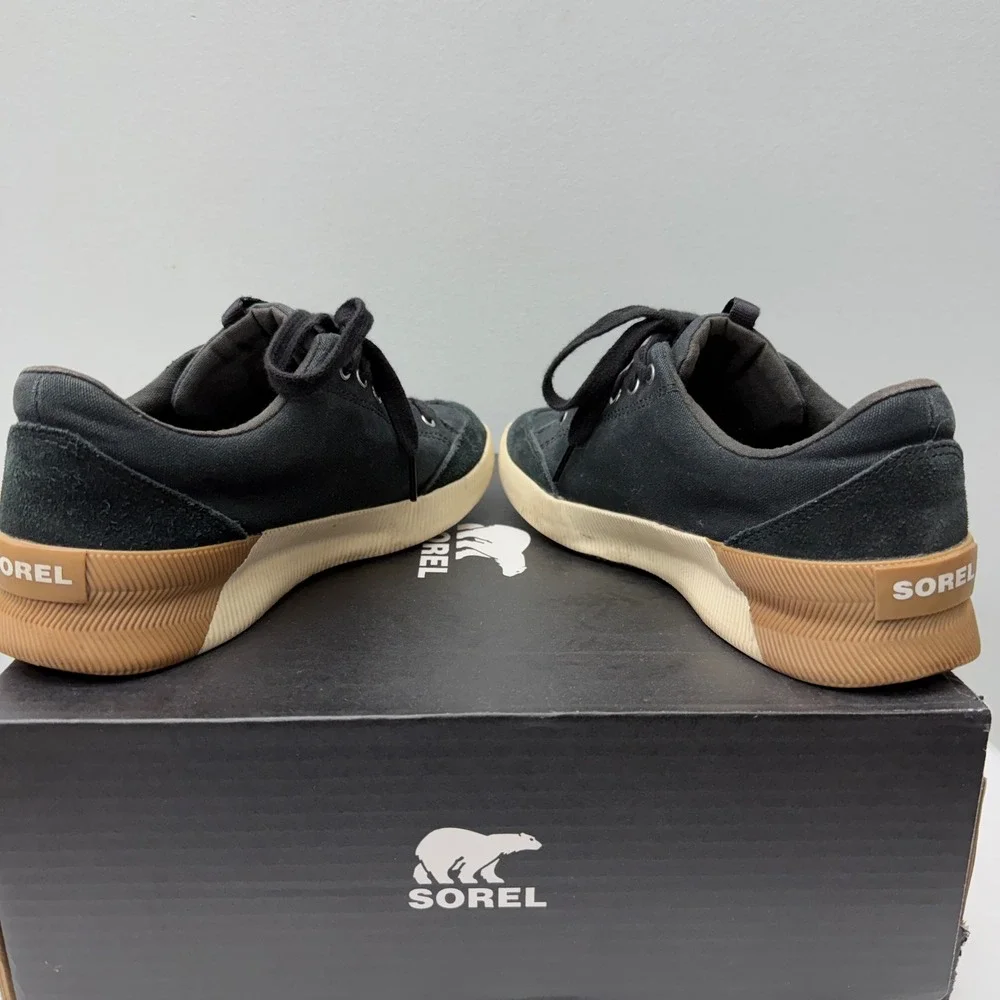 Sorel Out N About Plus Womens‎ 8 Low Waterproof Sneakers Black Suede Canvas